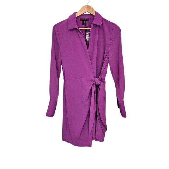 NWT Women's - House of Harlow 1960 Purple Long Sleeve Wrap Dress, Size Small - Picture 1 of 11